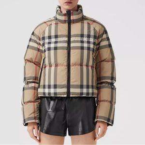 Burberry Check Cropped Puffer Jacket